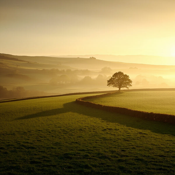 Sunlit UK countryside hemp field representing the CBD entourage effect