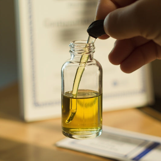CBD certificate of analysis document on a desk representing evidence-based CBD benefits