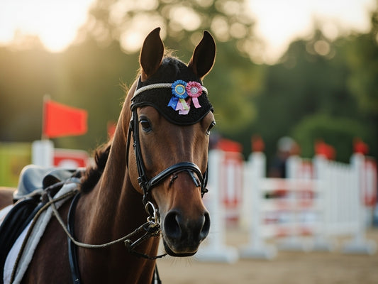 Competition horse at outdoor showground for FEI BHA CBD rules 2026