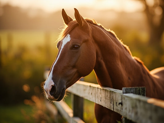 Chestnut horse at fence for complete CBD for horses guide