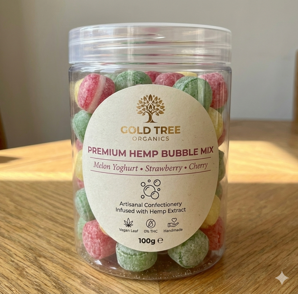 Gold Tree Organics Bubble Mix Fruit CBD Boiled Drops, 1000mg strength