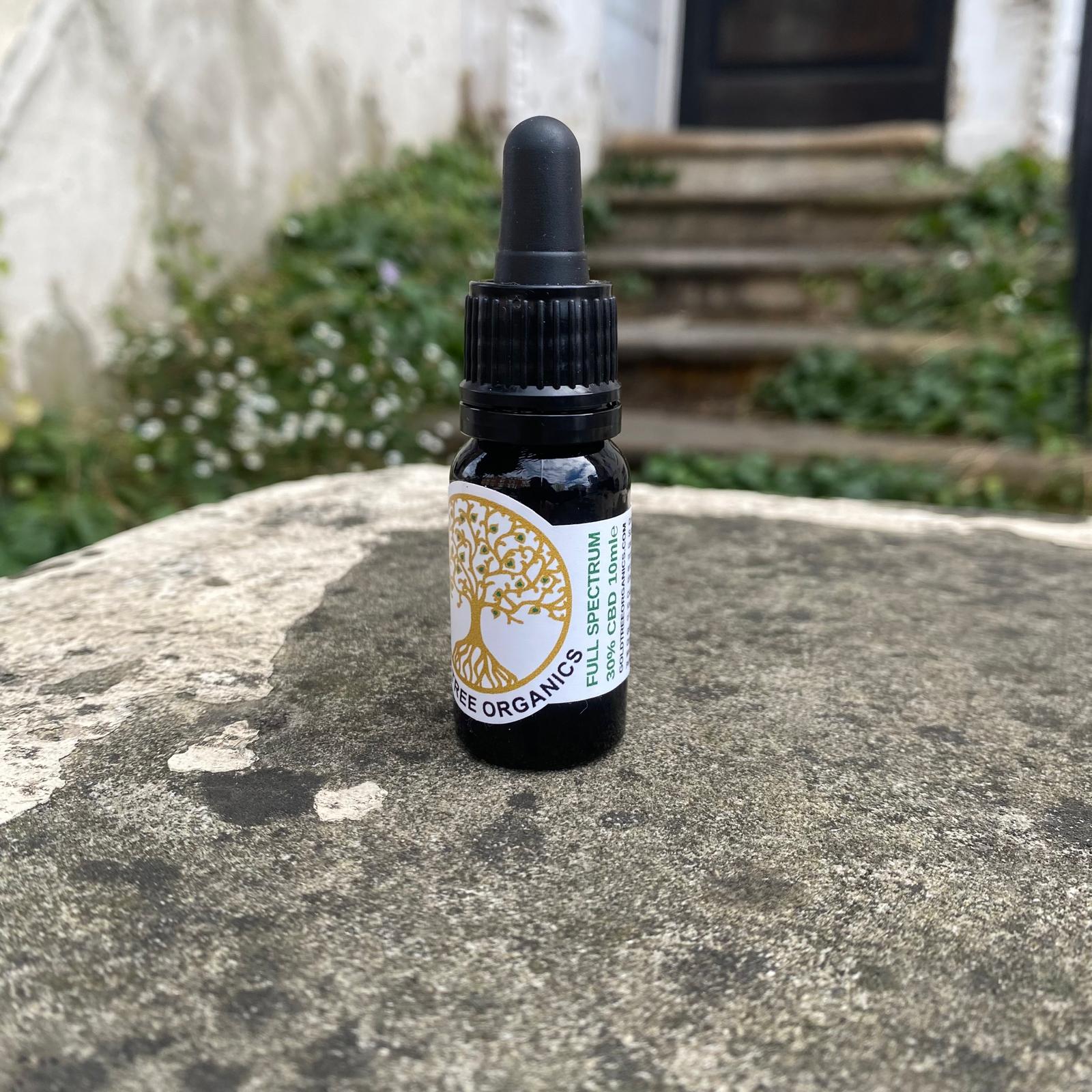 Gold Tree Organics full spectrum CBD oil in a dropper bottle for natural wellness